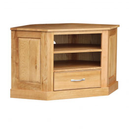 Oak Occasional Corner Video - 1 Drawer High
